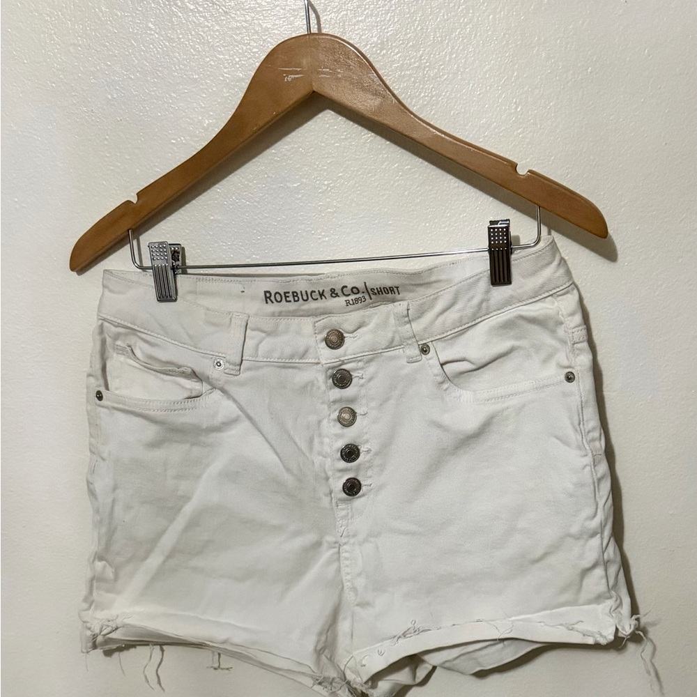 Roebuck & Co. White Women's Button-Front Denim Shorts